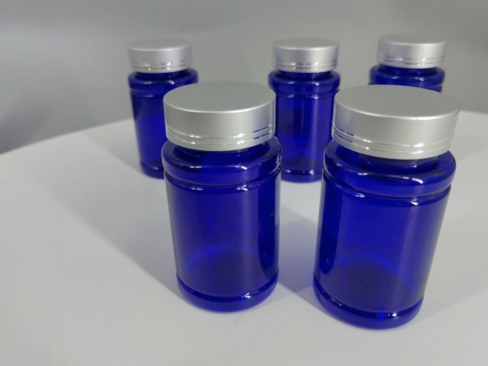 Plastic Vitamine Supplement Fles PET Capsule Tablet Tablet Fles Blauw 100 ml 120 ml Plastic Container Geneesmiddelenfles