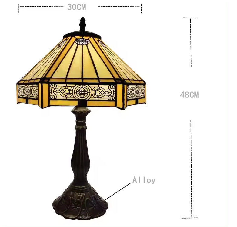 30cm Hexagon Studio Retro Warm Bedroom Huis Handgemaakte Decoratieve Lamp Gekleurde Kunst Turks Glas Luxe Tafellamp