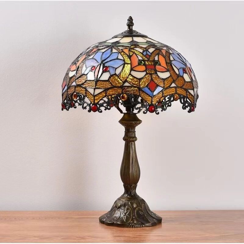 12 inch Europese Amerikaanse Pastorale Retro Elk Glas in kleur Tafellamp Woonkamer Slaapkamer Naast de Kunst Gift Desk Lamp