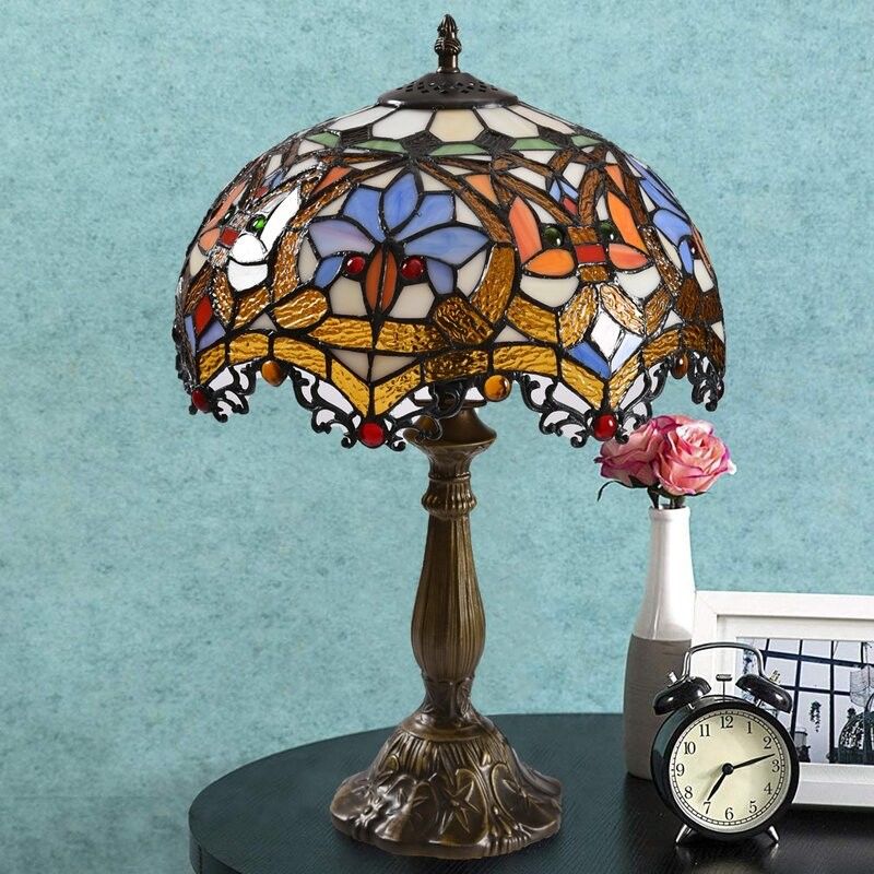 12 inch Europese Amerikaanse Pastorale Retro Elk Glas in kleur Tafellamp Woonkamer Slaapkamer Naast de Kunst Gift Desk Lamp